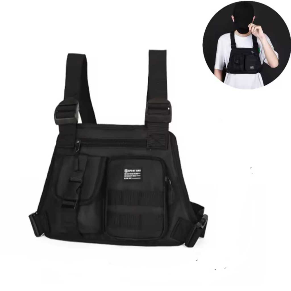Bolsa Pochete Saco Peitoral  Moda  Hip Hot Colete Masculino  Multifuncional
