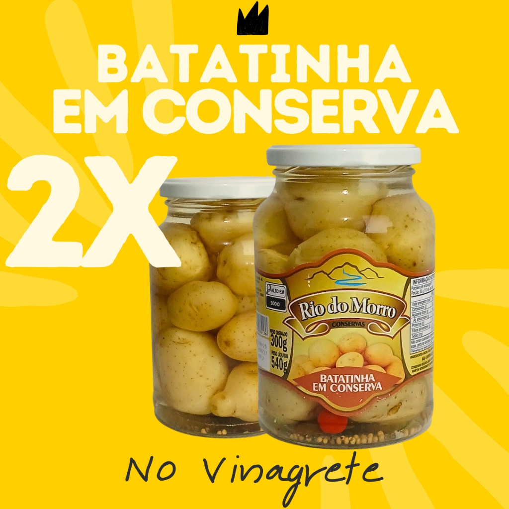 Kit 2 Batata Em Conserva Batatinha No Vinagrete 300g Rio Do Morro