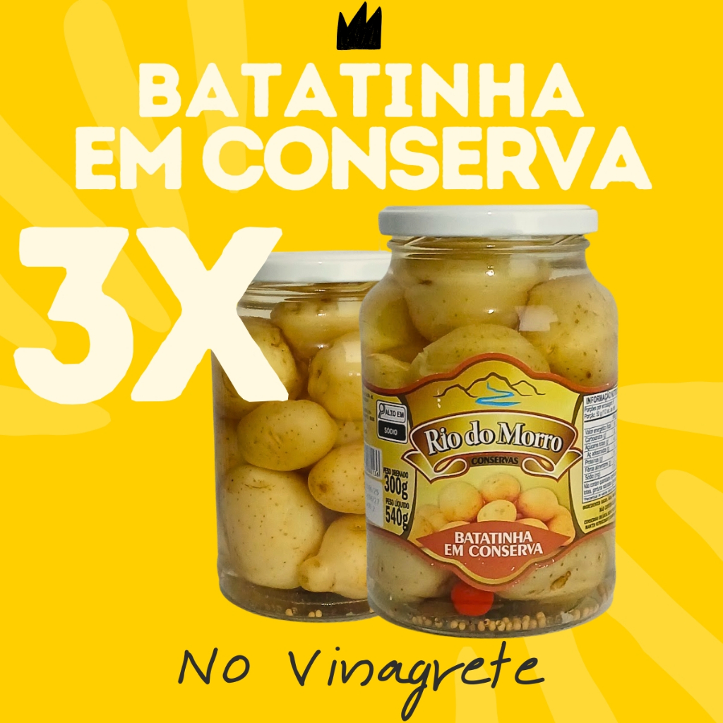 Kit 3 Batatinha Em Conserva Batata Vinagrete 300g Rio Do Morro