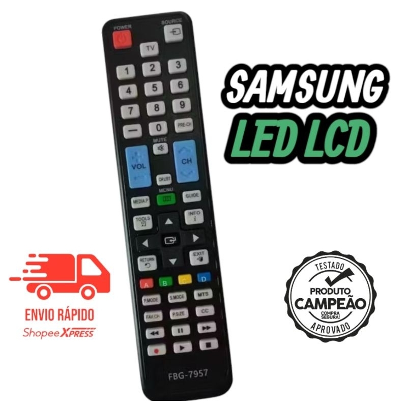 Controle Remoto compativel Tv Samsung LCD PLASMA Ln40c530 Ln40c530f1m Ln40c530f1mxzd FBG-7957