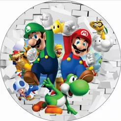 Capa para Painel Super mario de Festas Sublimado Redondo c/Elástico Veste Fácil 1.50 x 1.50 e 50 cm