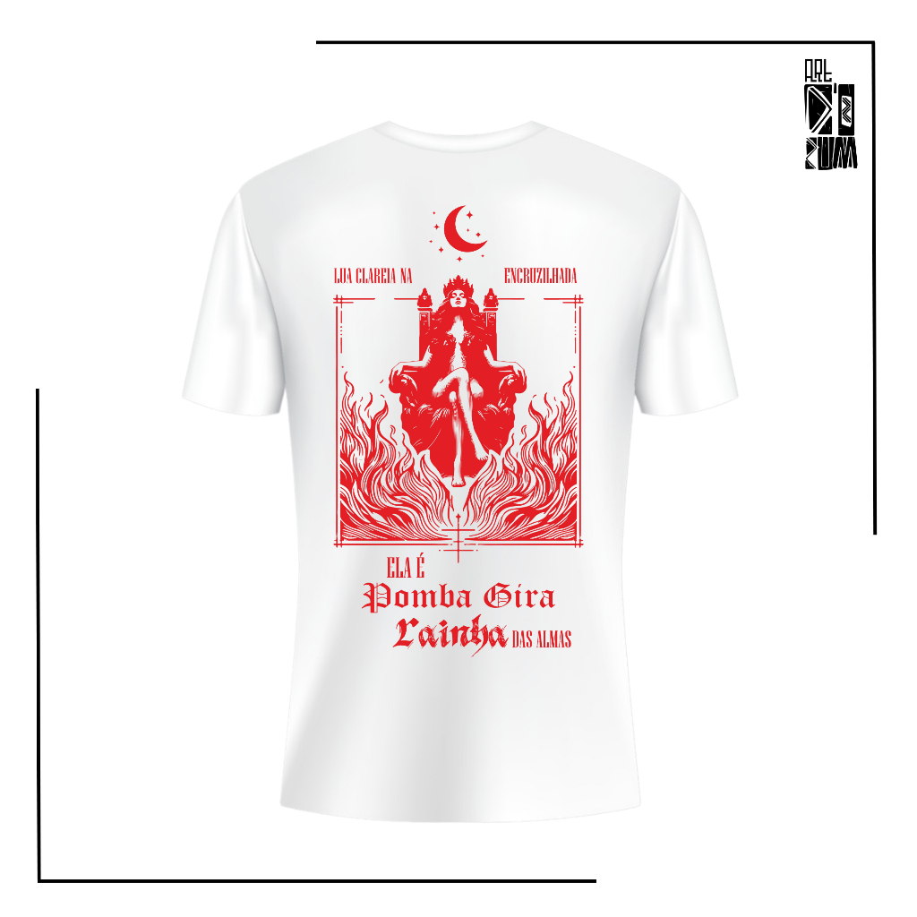 Camiseta/Babylook Pomba Gira Rainha / Pomba gira das Almas [Vermelha] - Coleção Pomba gira [Estampa maior nas costas]