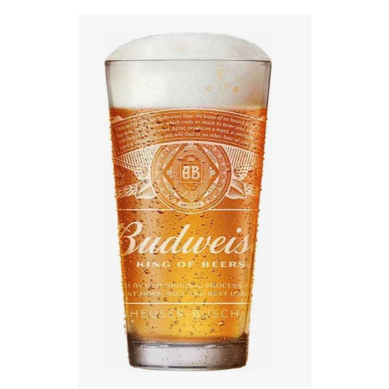 Copo de vidro Budweiser oficial Ambev de 415 ml