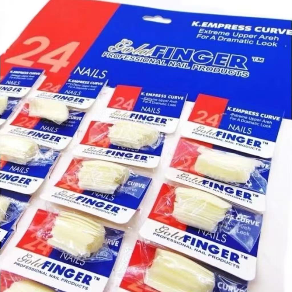 Cartela Pacote Com  Unhas Postiças Quadrada Branca Nail Gold Finger
