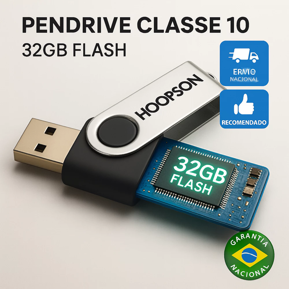 Pendrive 32GB USB Alta Velocidade Armazenamento de Arquivos Fotos Vídeos Documentos PC Notebook
