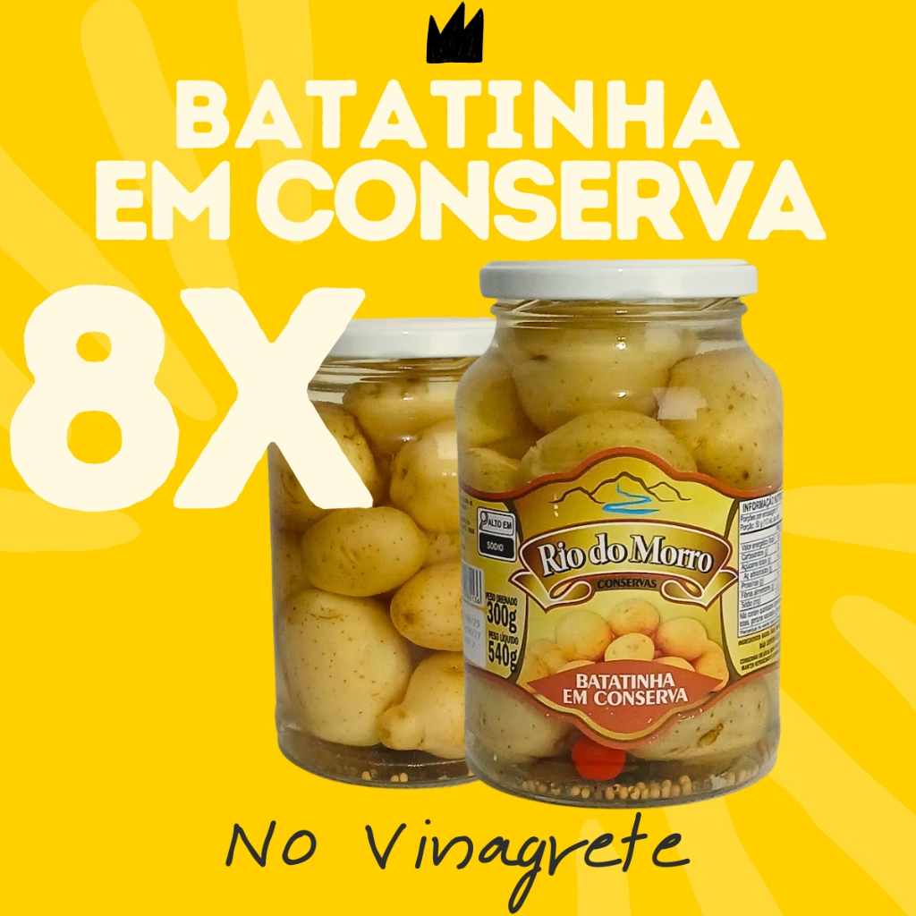Kit 8 Batatas Em Conserva No Vinagrete Batatinha 300g Rio Do Morro
