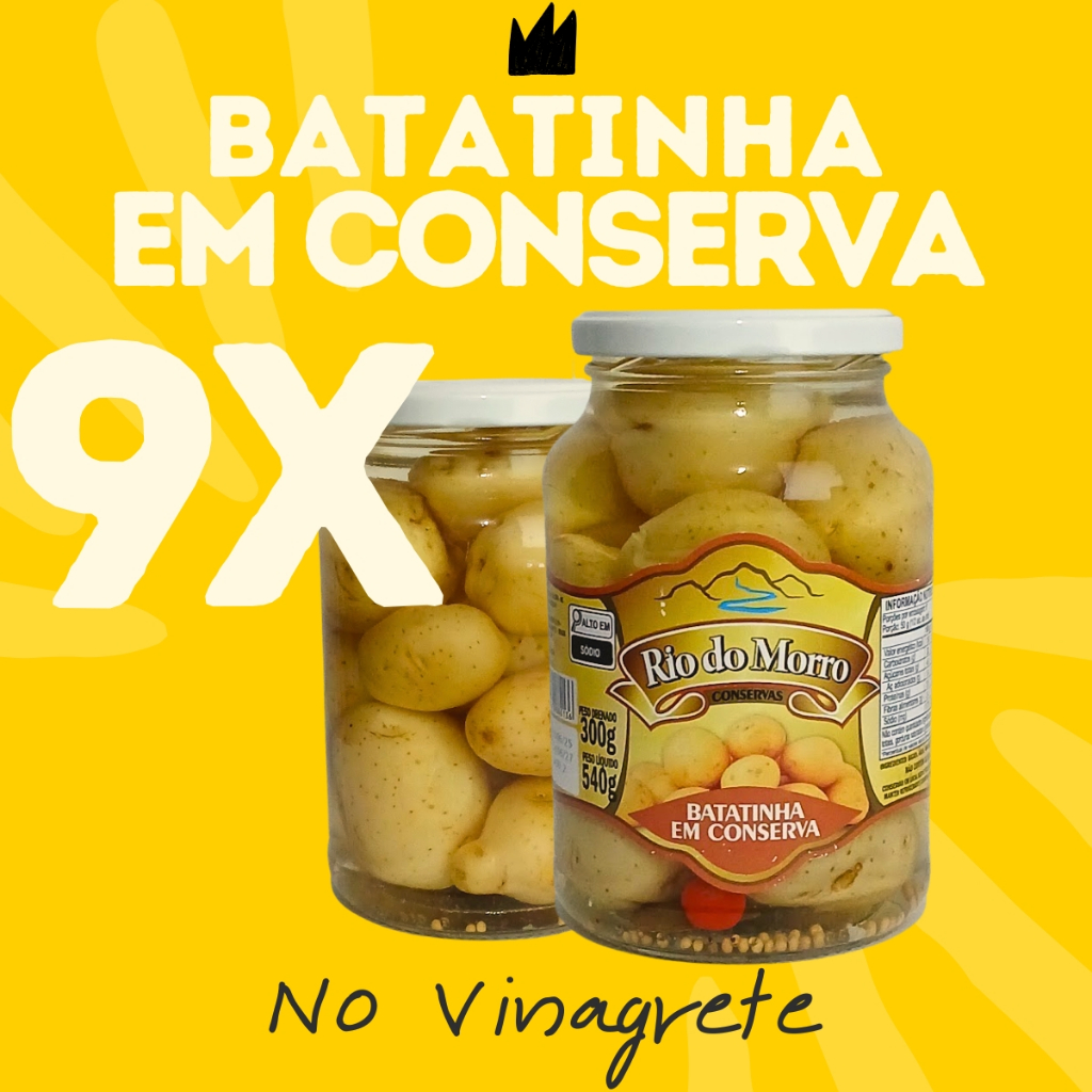 Kit 9 Batata Em Conserva No Vinagrete Batatinha 300g Rio Do Morro