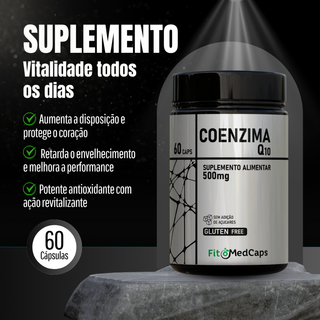 Coenzima Q10 500mg - Energia Celular e Saúde Cardiovascular 60 Cápsulas