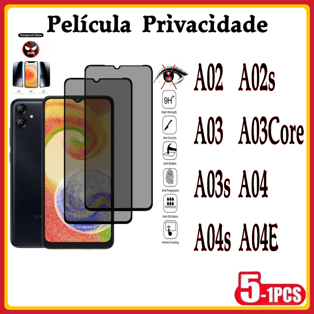 Película Privacidade 3D Anti Spy Samsung A02 A02S A03 A03S A03CORE A04 A04S A04E