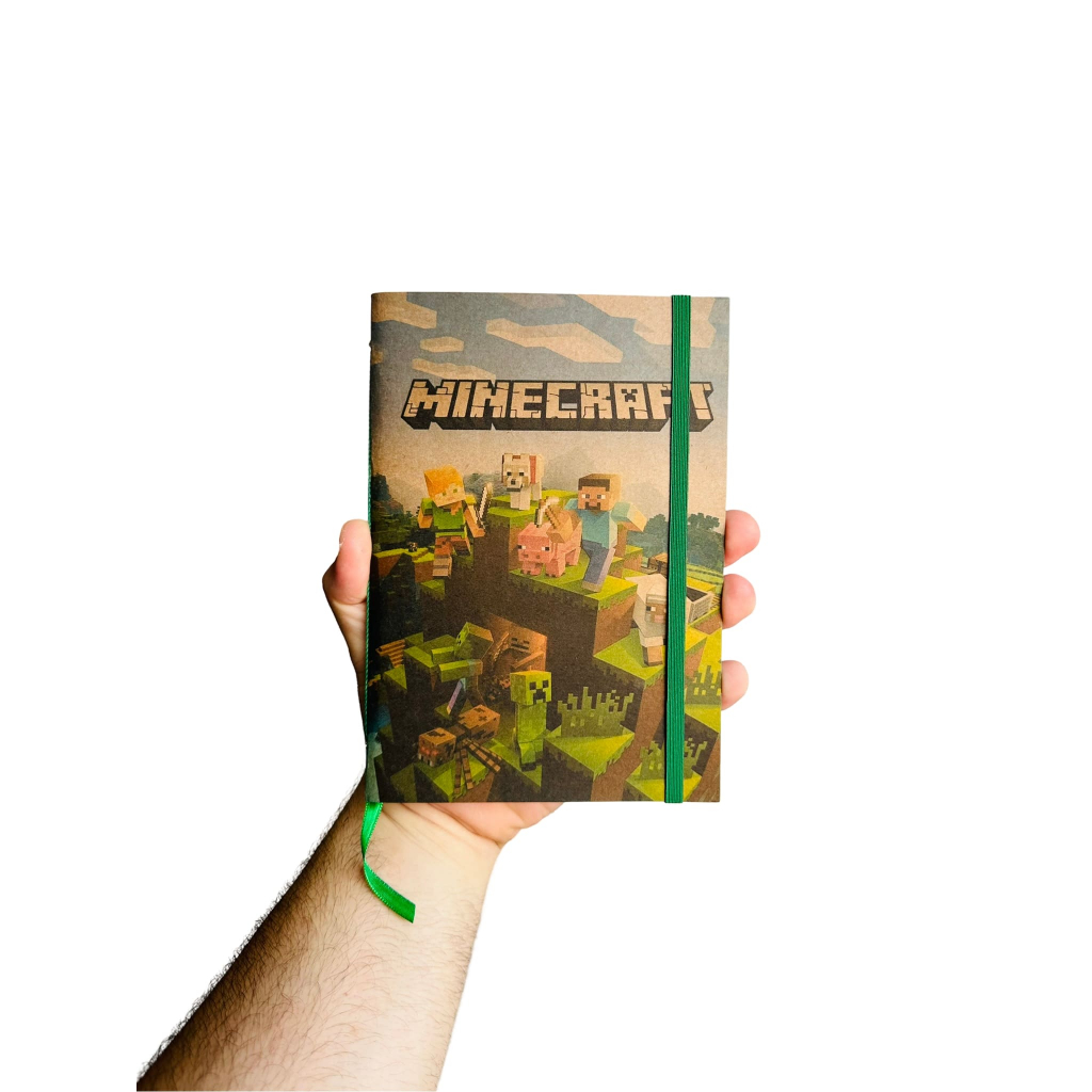 Sketchbook Caderno Minecraft com Elástico e Marca Página Aquarela em Oferta na Shopee