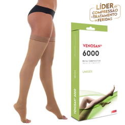 MEIA COXA 7/8 VENOSAN 6000 COMPRESSÃO 20-30 MMHG PÉ ABERTO BEGE