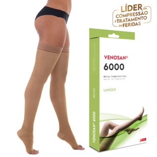 MEIA COXA 7/8 VENOSAN 6000 COMPRESSÃO 20-30 MMHG PÉ ABERTO BEGE em Oferta na Shopee