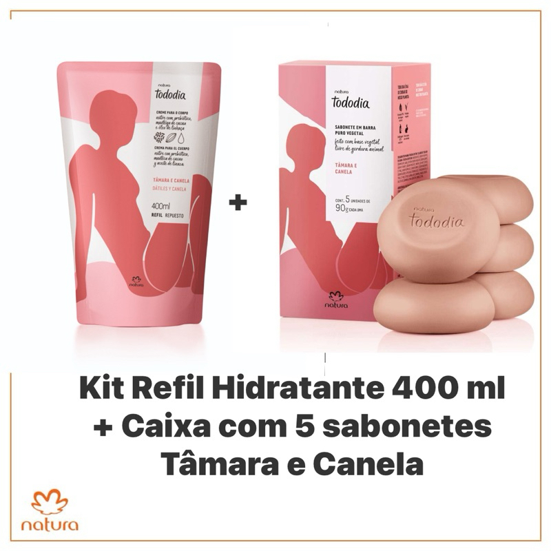 Kit Tâmara e Canela Natura TodoDia Refil hidratante e caixa de sabonete