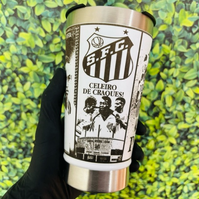 COPO TÉRMICO personalizado a laser  360º santos fc PREMIUM em Oferta na Shopee
