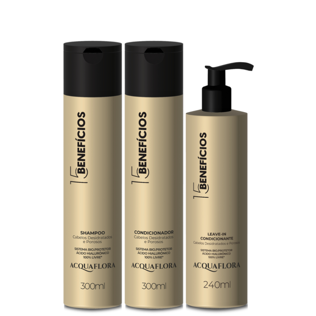 Kit Shampoo, Condicionador e Leave-In 15 Benefícios | Acquaflora