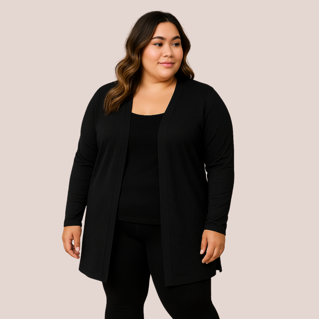 Casaco Cardigan Feminino Lanzinha P ao G3 Liso Lavin Basic 52-A