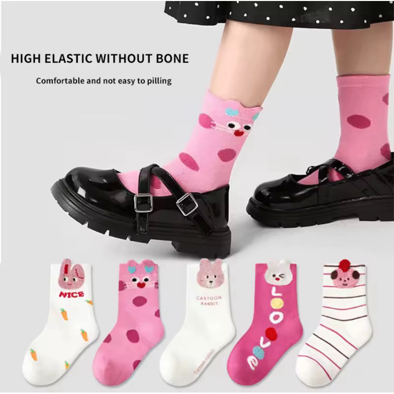 Meia Infantil Feminina Kit com 3 e 6 pares Cano Médio em Oferta na Shopee
