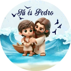 Capa Painel Redondo de Festa Em Tecido Sublimado 3D Tu és Pedro 1,50x1,50mt ou 50x50 cm