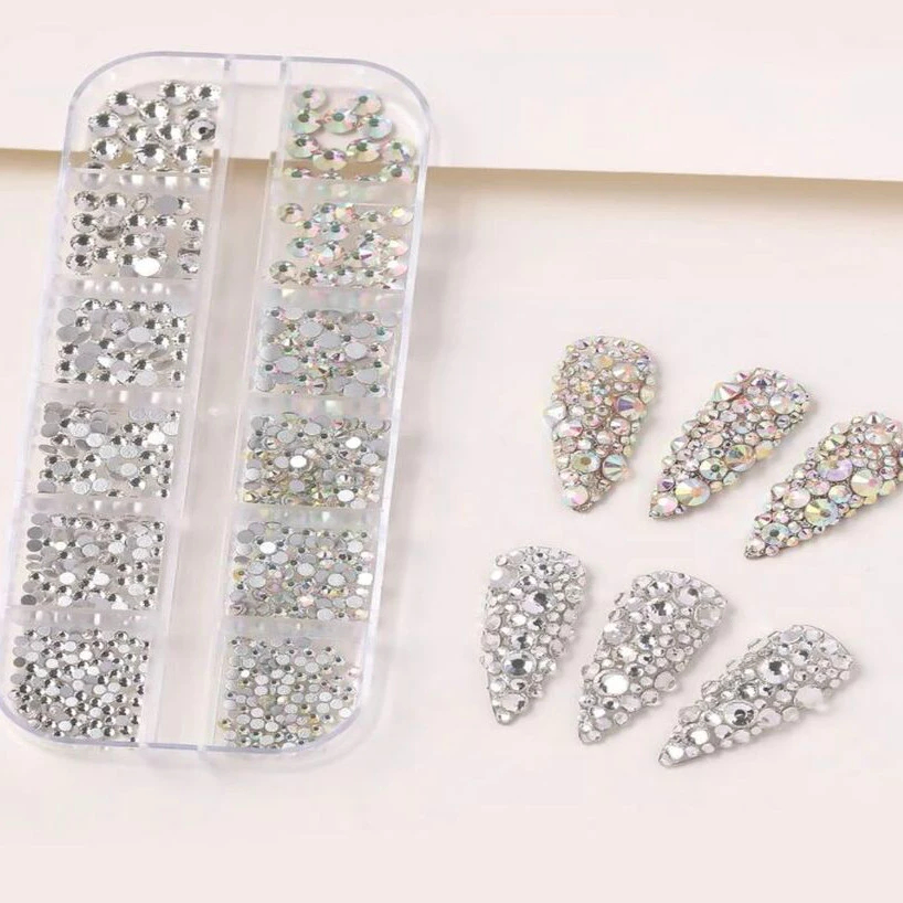 pacole Com 12 e pacote Com 24 Strass Pedrinhas Brilhantes de Múltiplos Tamanhos Prata em Oferta na Shopee