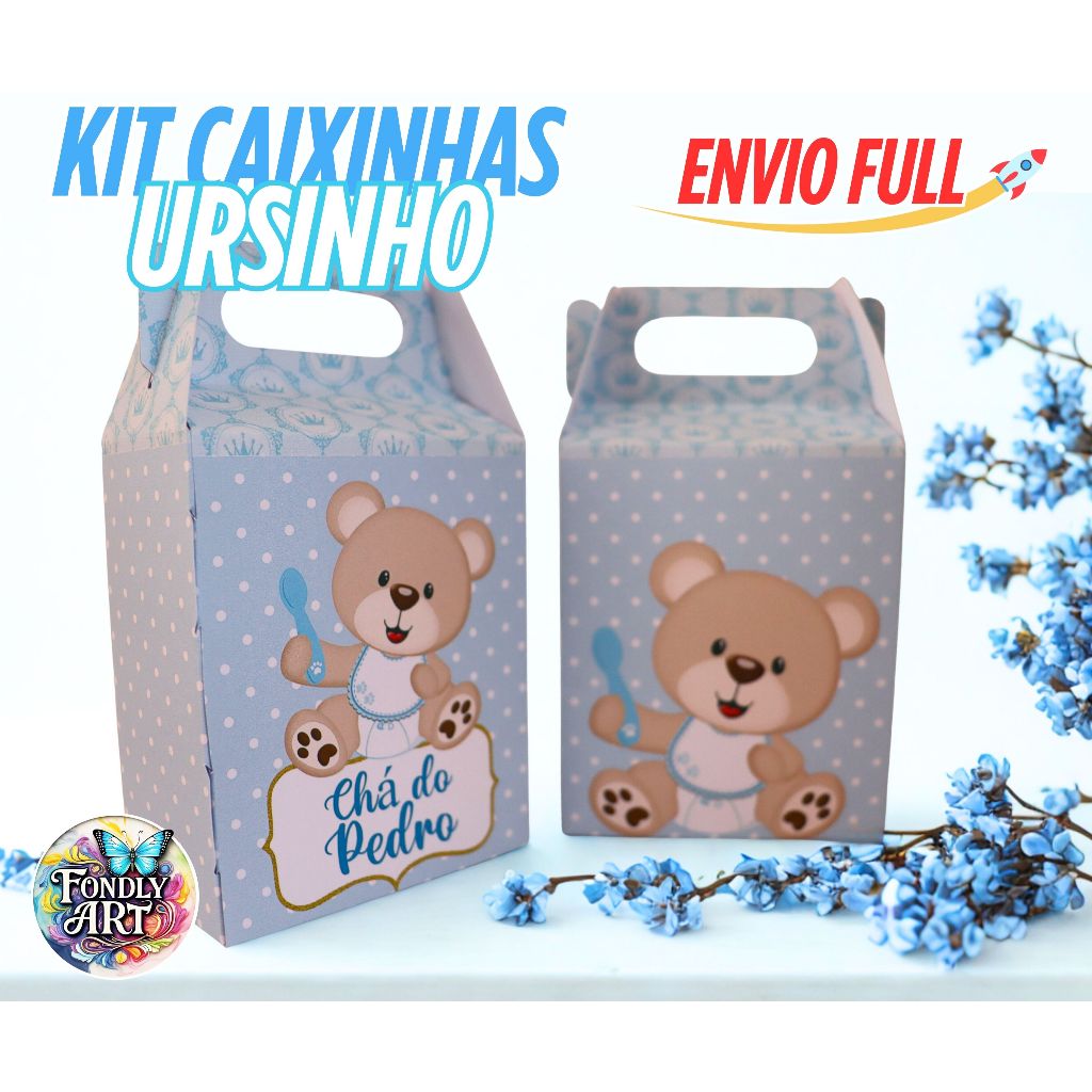 Kit 10 Caixa Maleta Ursinho Príncipe - maleta personalizada