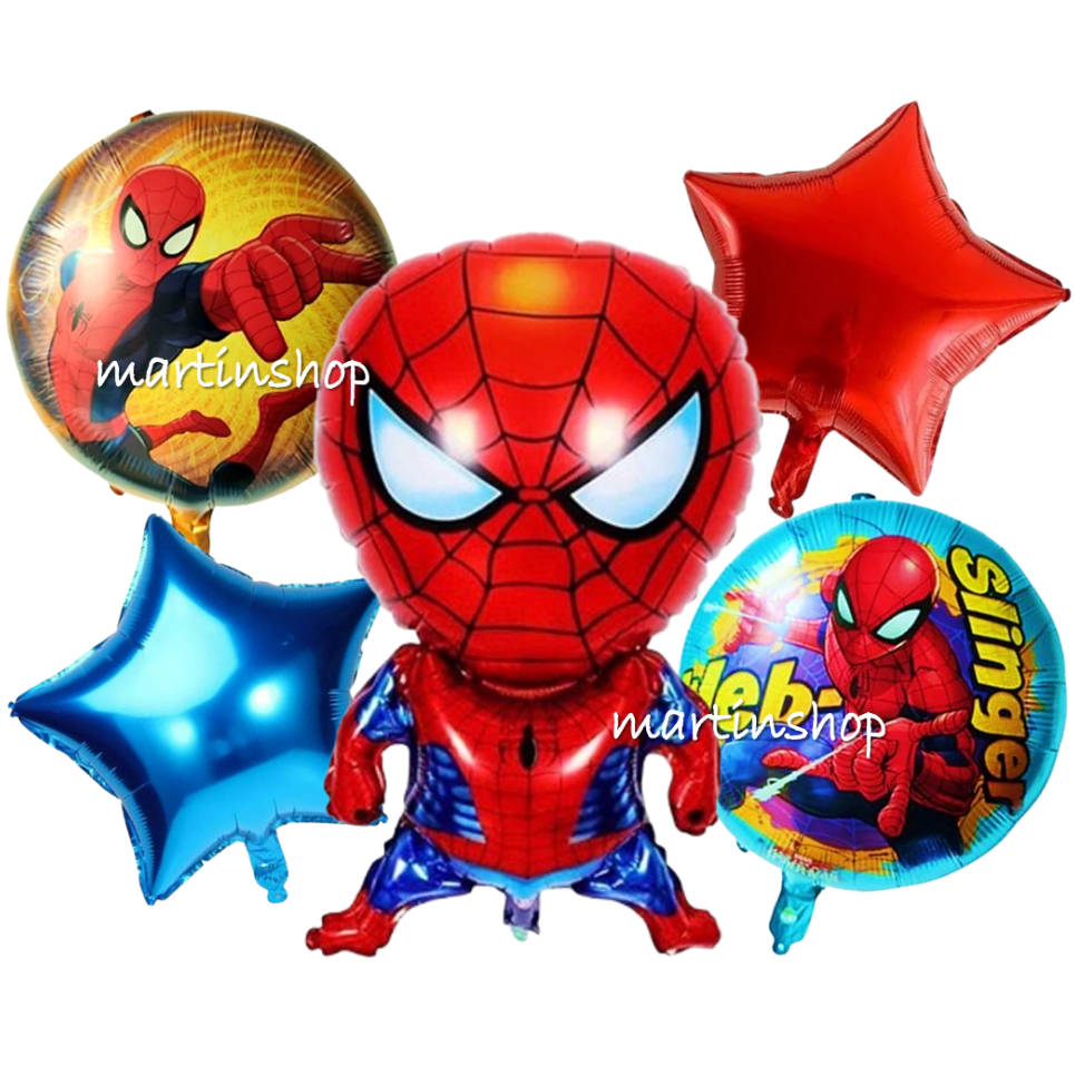 Kit 5 Balões Homem Aranha Metalizado Festa Aniversário Decoração em Oferta na Shopee