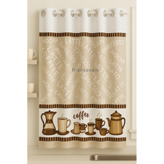 Cortina Cozinha Folha Única 1,00x1,30 Tecido Oxford Estampado - 1 Parte em Oferta na Shopee