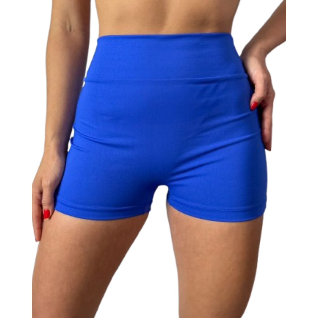 Shorts Academia Crossfit Curtinho Feminino Poliamida Cintura Média Sem Costura Frontal Zero Transparência