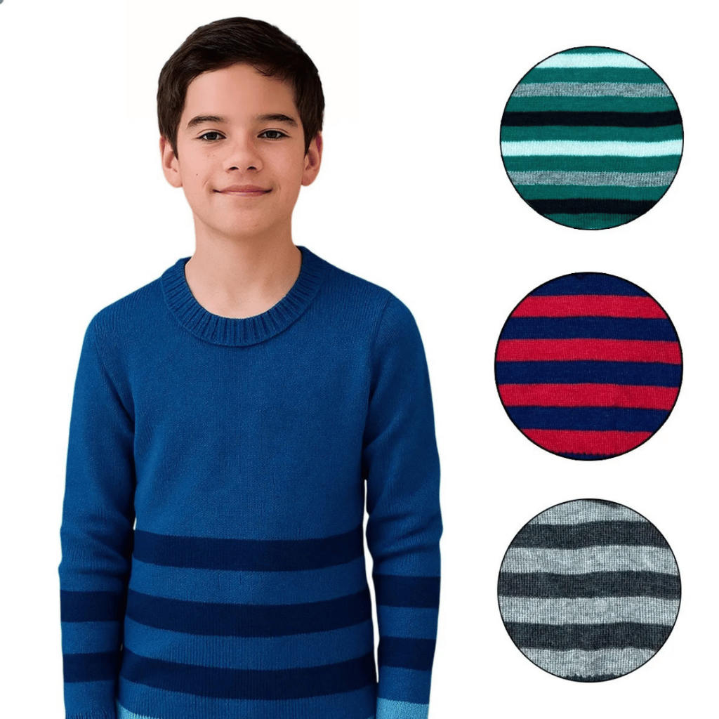 Kit 3, 2, ou 1unid. Suéter Tricô Tam 12 ao 16- MASCULINO-Cores Variadas- Quentinho, Confortável