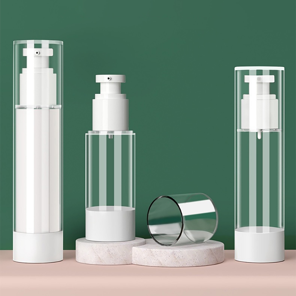 Frascos transparente Airless C/ Valvula Pump Kit com 3 pcs 15ml/30ml/50ml Recarregáveis em Oferta na Shopee