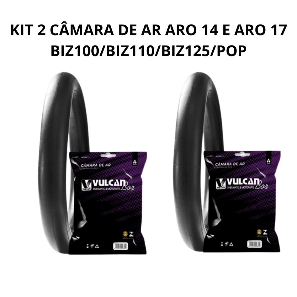 Kit 2 Câmara de Ar -  Aro 14 e Aro 17 Biz 100/ Biz 110 / Biz 125 / Pop Reforçada