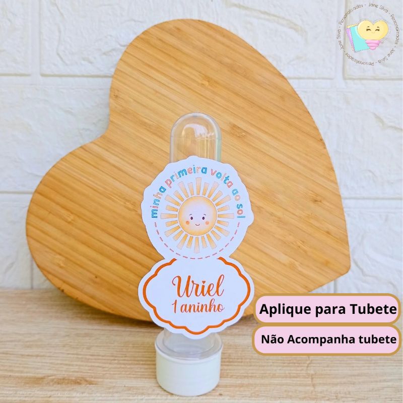 Aplique para tubete Primeira Volta ao Sol - Personalizados - Lembrancinhas - Festa Infantil - Aniversário