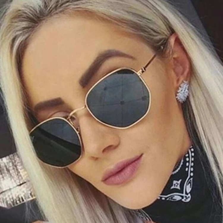 Óculos de Sol Feminino hexagonal Clássico Proteção Uv400 Tendencia Verão moda em Oferta na Shopee