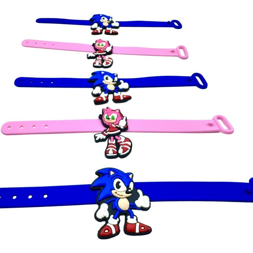 Lembrancinha Pulseira Sonic E Amy 10peças Aniversário Festa ajustavel