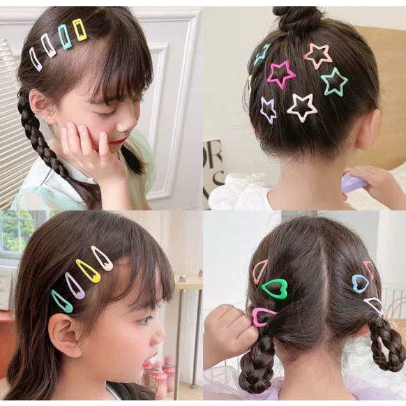 Kit 12/24/36/48 Unidades Clipe de gota de óleo simples e colorido bb cor preta clipe lateral fofo e doce