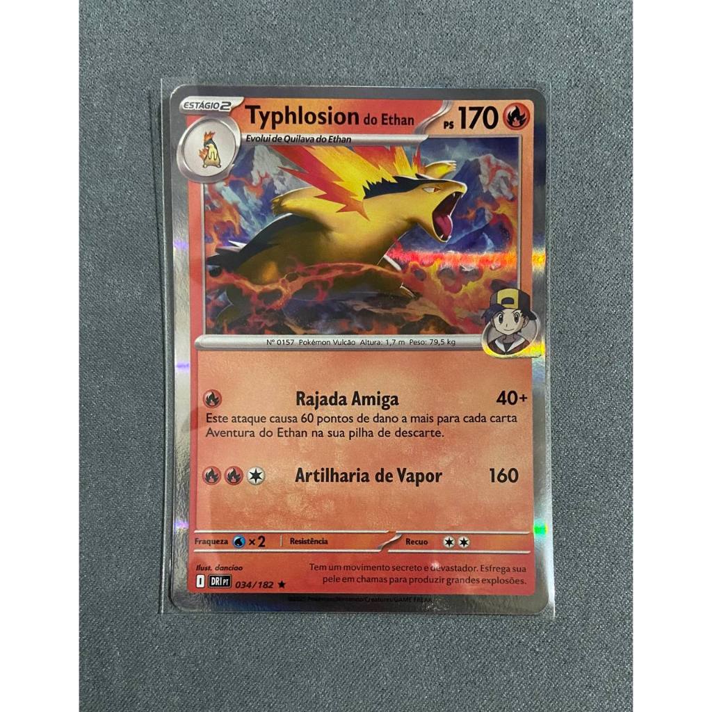 Carta Typhlosion Foil (034/182) + 5 Cartas Brilhantes aleatórias diferentes Originais