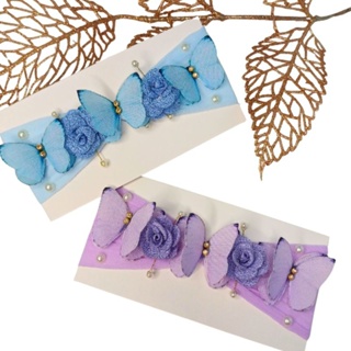 Tiara Jardim Encantado Faixa Larga Meia de Seda - Borboletas, Pérolas, Strass e Flor Delicada BY Laçarotes em Oferta na Shopee