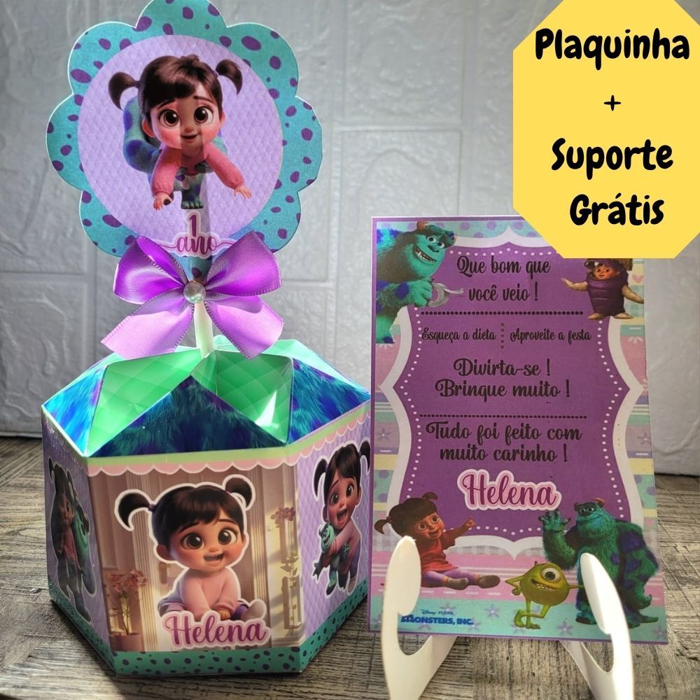 Centro de Mesa Boo Baby Cachepô Monstro S.A Personalizado Enfeite p/Festa de Aniversário  Arranjo Festa Lembrancinha