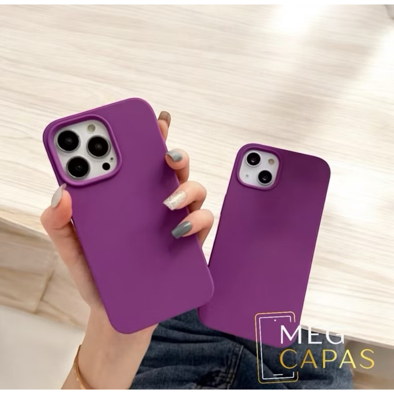 Capa Case Aveludada Silicone Na cor ROXO para iPhone 11/12/13/14/15/16 em Oferta na Shopee