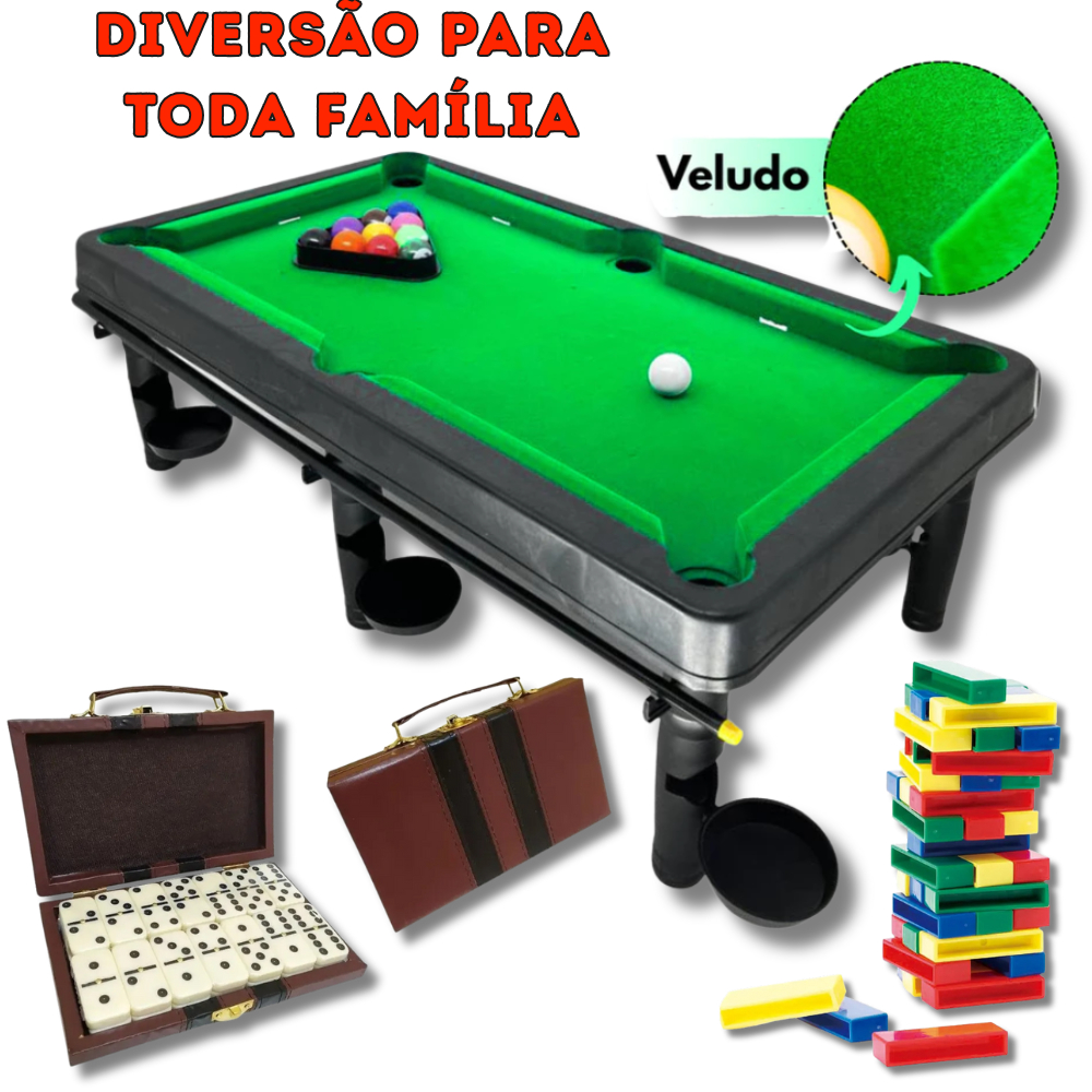 Brinquedo Mini Mesa Bilhar Snooker Sinuca Infantil Portátil Dominó Torre Equilibrio Presente Criança