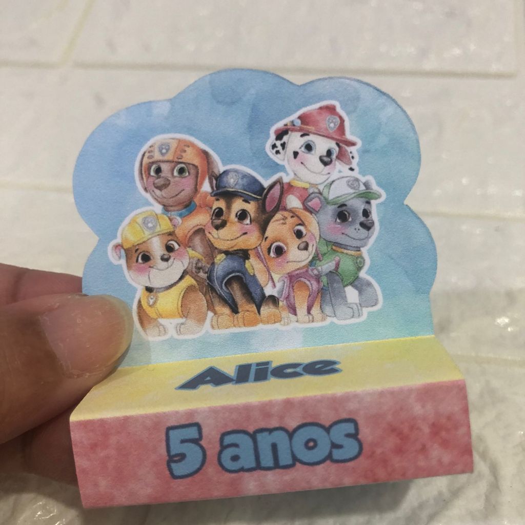 Pegue e Monte Porta Bis Duplo Personalizado PATRULHA CANINA AQUARELA Lembrancinhas para Festas Aniversários Infantil