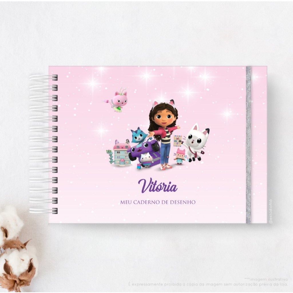 Caderno de desenho personalizado Capa dura Casa Mágica da Gabby - Caderno de cartografia e desenho