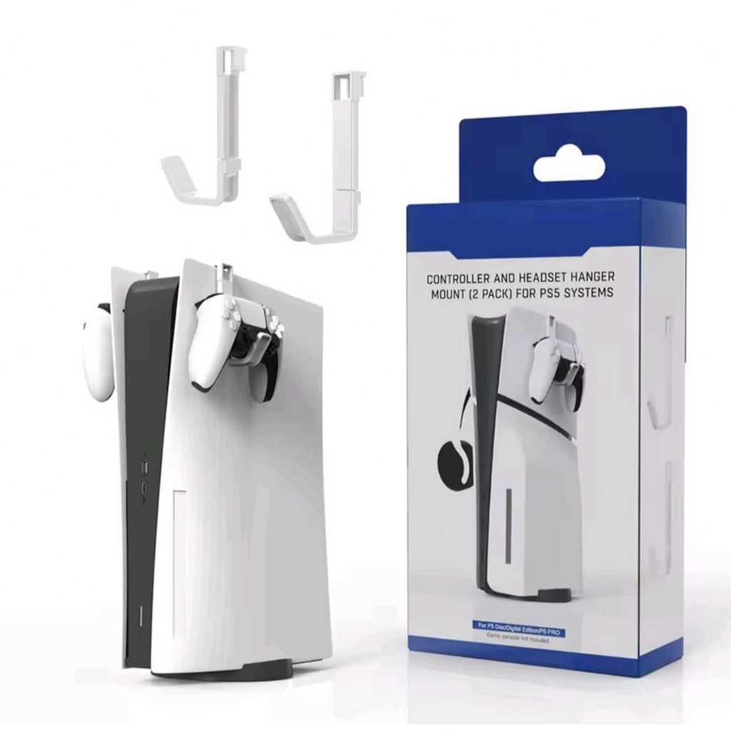 Suporte Duplo para Controle e Fone PS5 – Organize Seu Setup com Estilo (2 Peças)