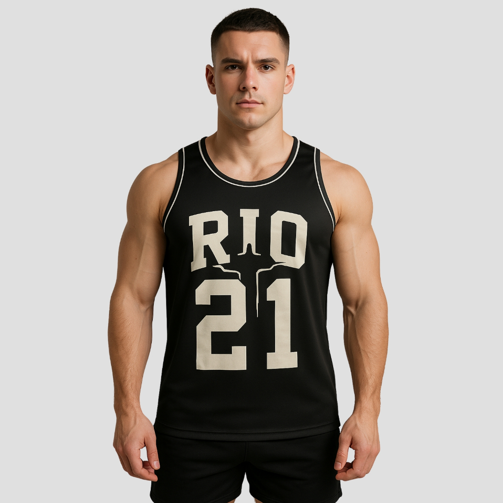 Camisa Regata Estilo Basquete Masculina Estampada Academia Treino Corrida Rio