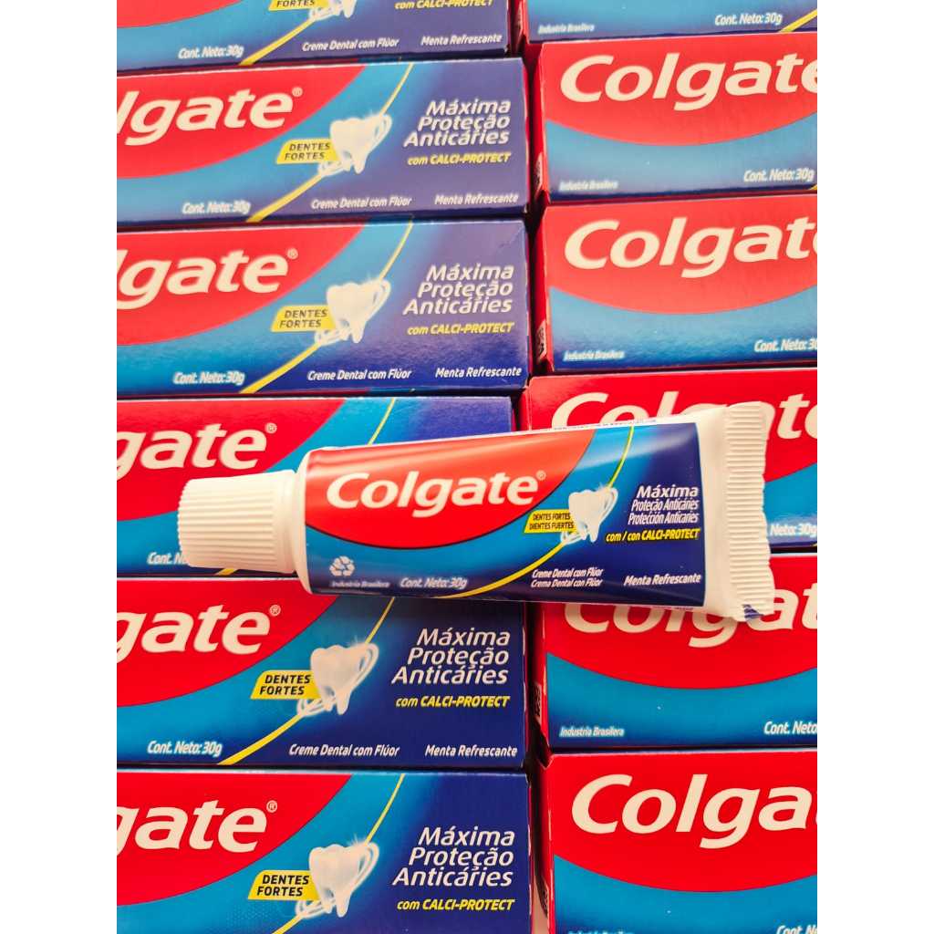 Kit de Creme Pastas de Dente COLGATE Mini 30g - pequena, cabe na bolsa, para viagem