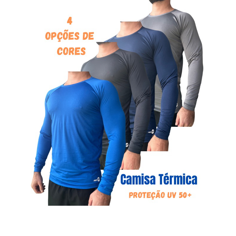 Camisa Térmica Proteção Uv 50+ Academia Treino Corrida Unissex Masculino Feminino Lisa Inverno Verão Malha Fria