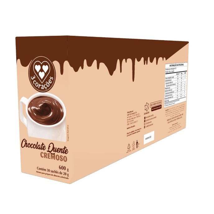 Chocolate Quente Cremoso Três Corações Kit 30un Sachê em Oferta na Shopee