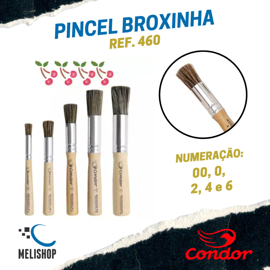 Pincel Artistico Broxa Brocha Broxinha Rendondo Estampar REF. 460 Condor - UNIDADE