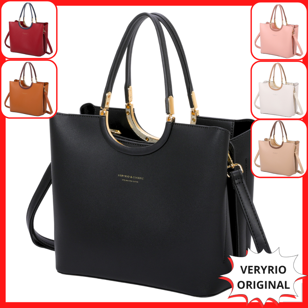 Bolsa Grande Transversal Feminina Elegante Ombro e Mão de Couro Sintético 100% PU Veryrio Original