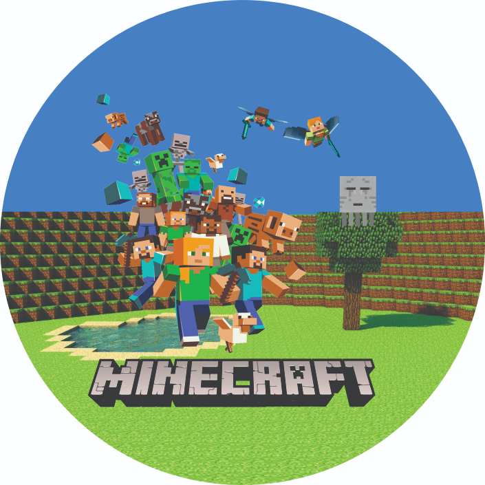 Capa para Painel jogo minecraft de Festas Sublimado Redondo c/Elástico Veste Fácil 1.50 x 1.50 e 50 cm Minecraft