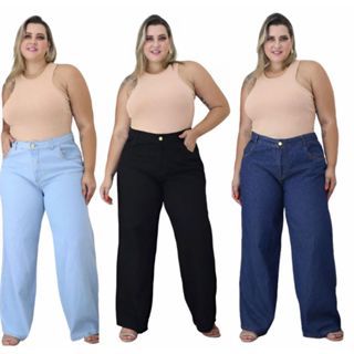 calça wide leg! PLUS SIZE PANTALONA 46 ao 56 em Oferta na Shopee